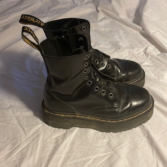 ❤️SOLD Dr martens black leather jadon boots no laces - Picture 5 of 5